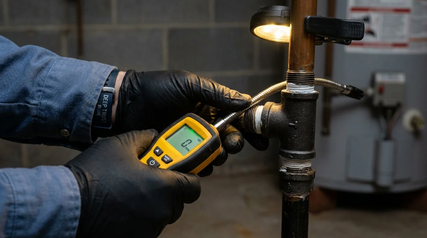 Gas leak detection with electronic sniffer by Johns Plumbing LLC in Polo