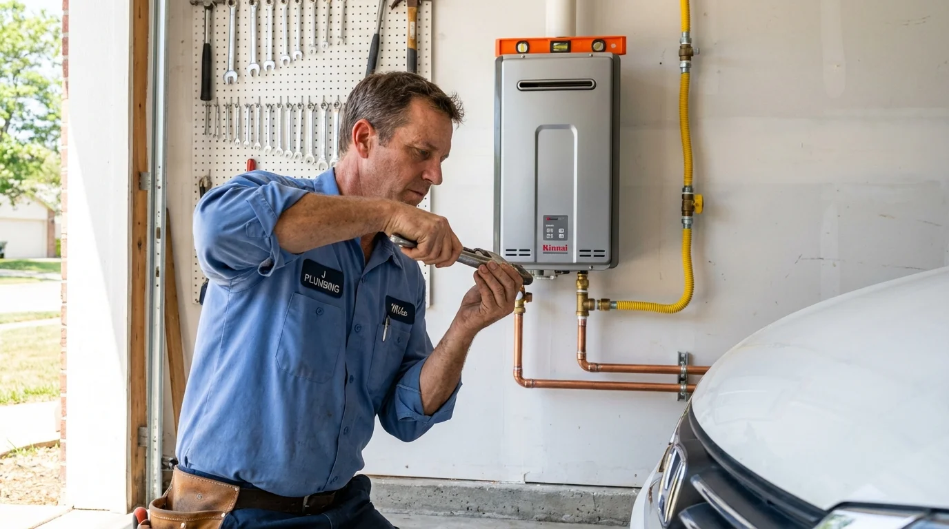 Tankless water heater installation by a Johns Plumbing LLC plumber in Polo